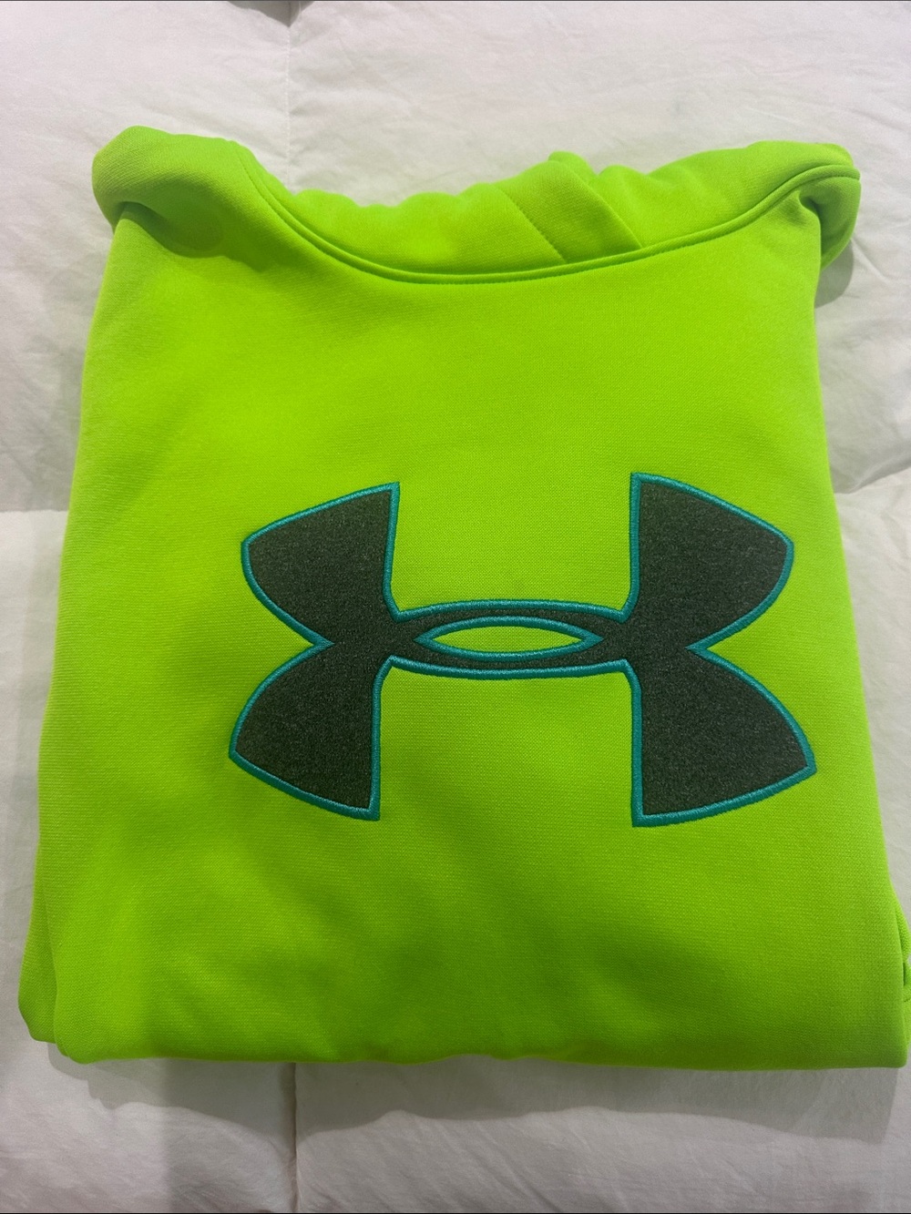 Under Armour Neon Lime Green Hoodie with Logo - Picture 3 of 3